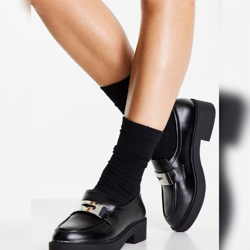 ASOS DESIGN Wide Fit Macrone trim loafer flat shoes